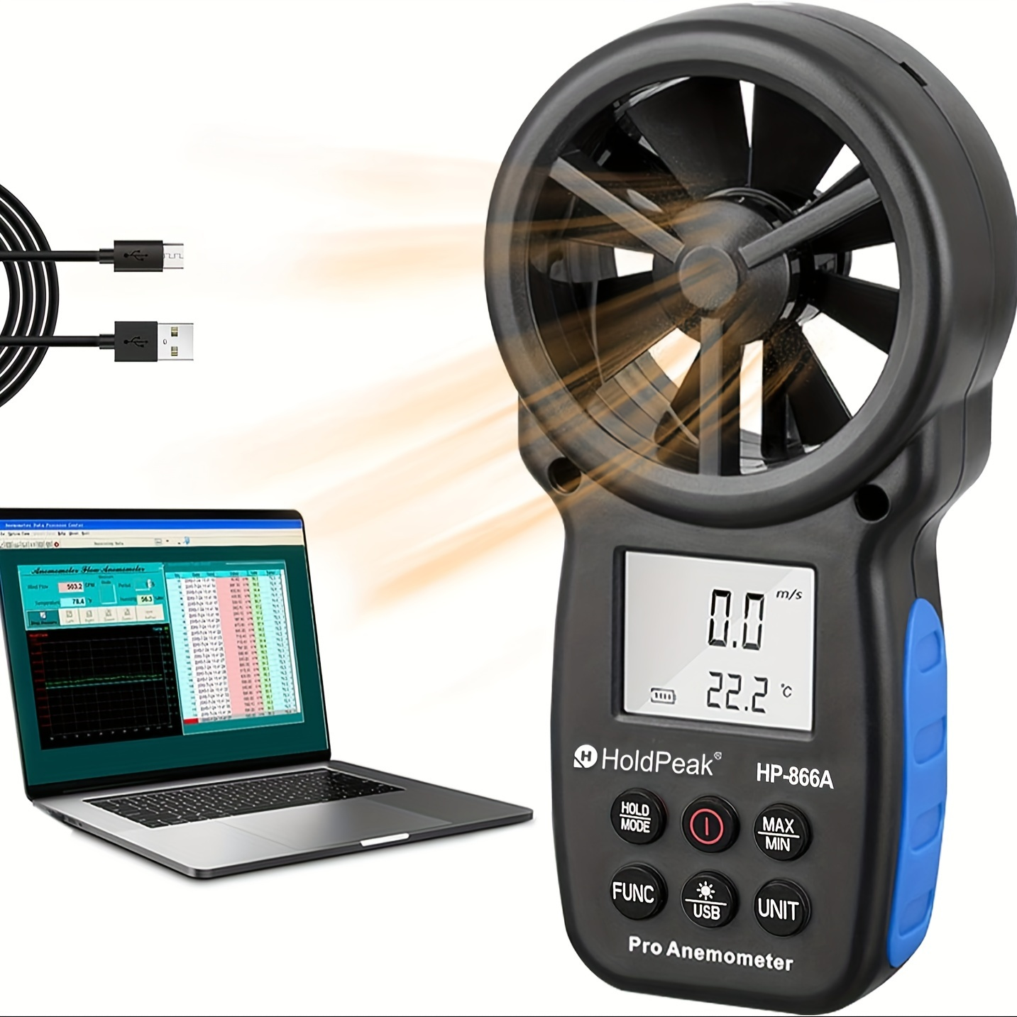 HP-866A Digital Anemometer, Ha - Anemometer Wind Speed reseña y precio