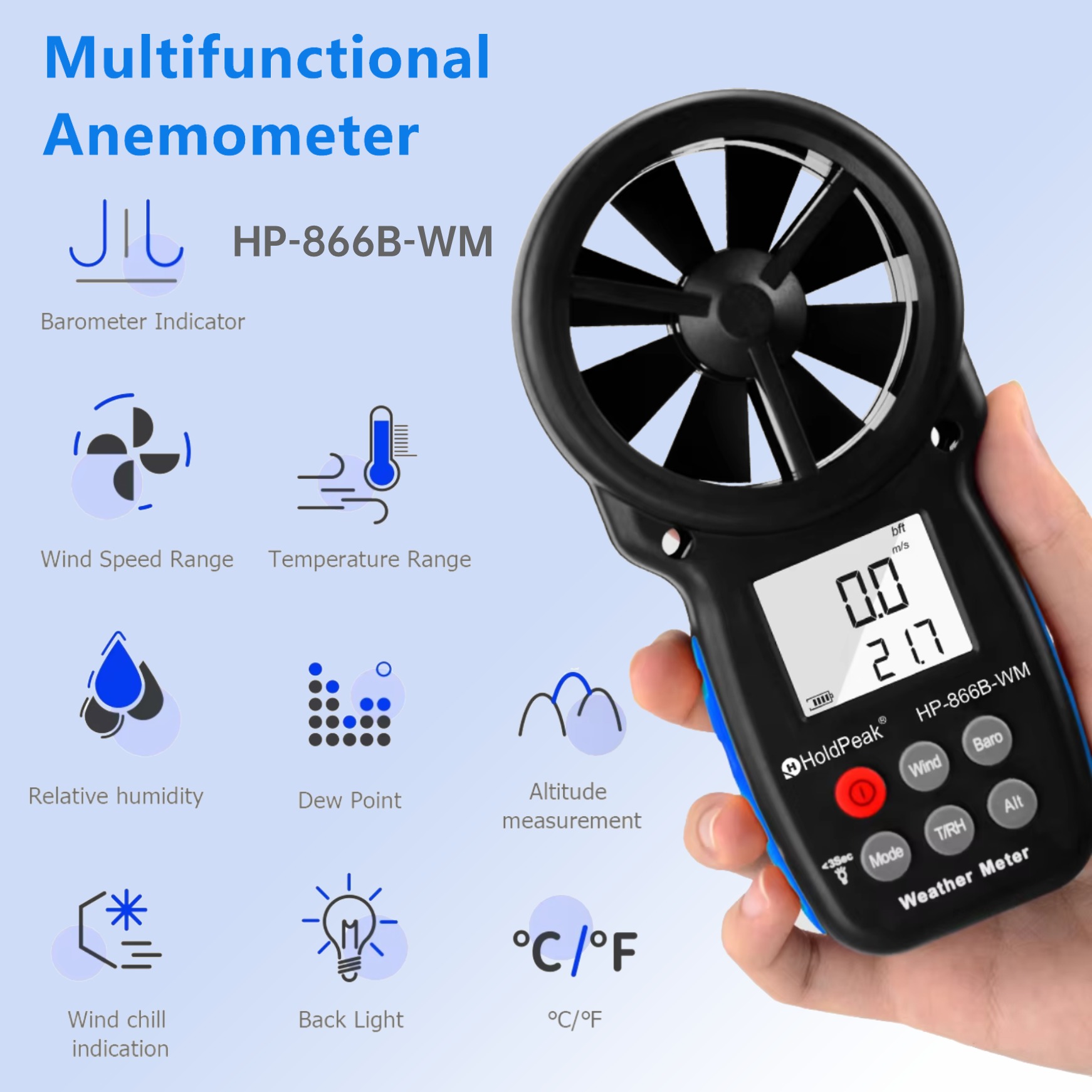 HP-866B-WM Anemometer Instruct - Anemometer Wind Speed reseña y precio