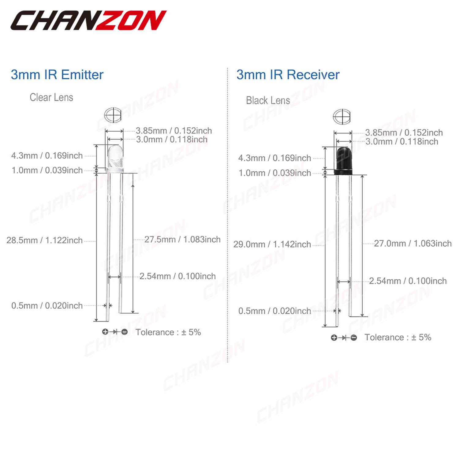 3mm 5mm 10mm IR LED Diode Tran - Science And Hobby reseña y precio