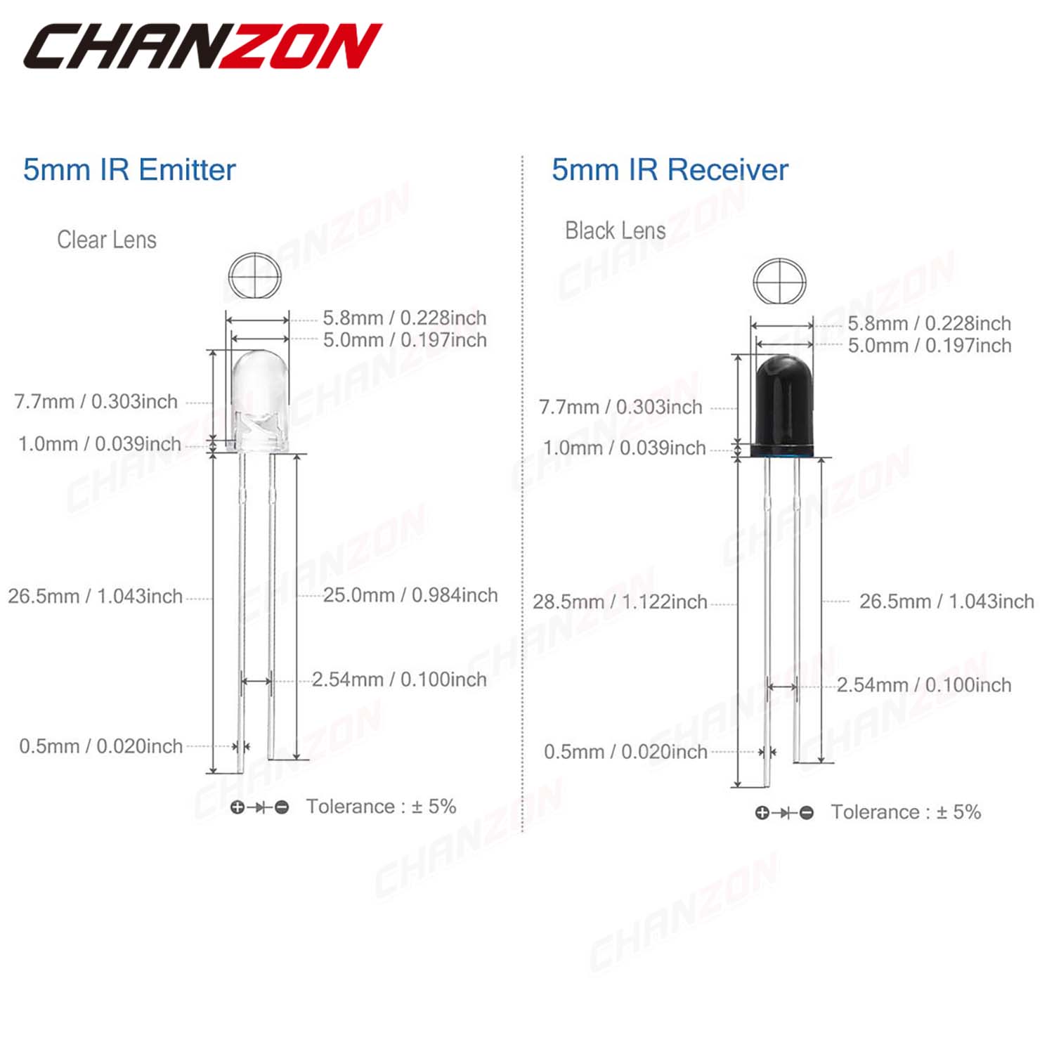 3mm 5mm 10mm IR LED Diode Tran - Science And Hobby reseña y precio
