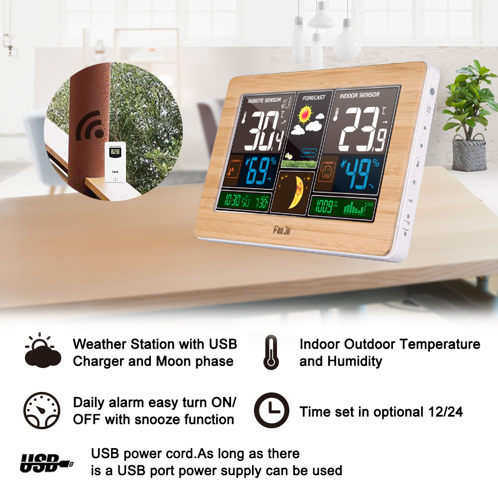 FanJu FJ3378 Digital Alarm Clo - Weather Station Indoor reseña y precio