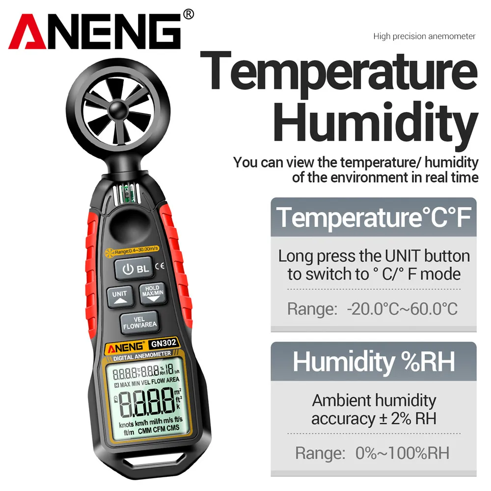 Digital Anemometer 0.4~30m/s A - Anemometer Wind Speed reseña y precio