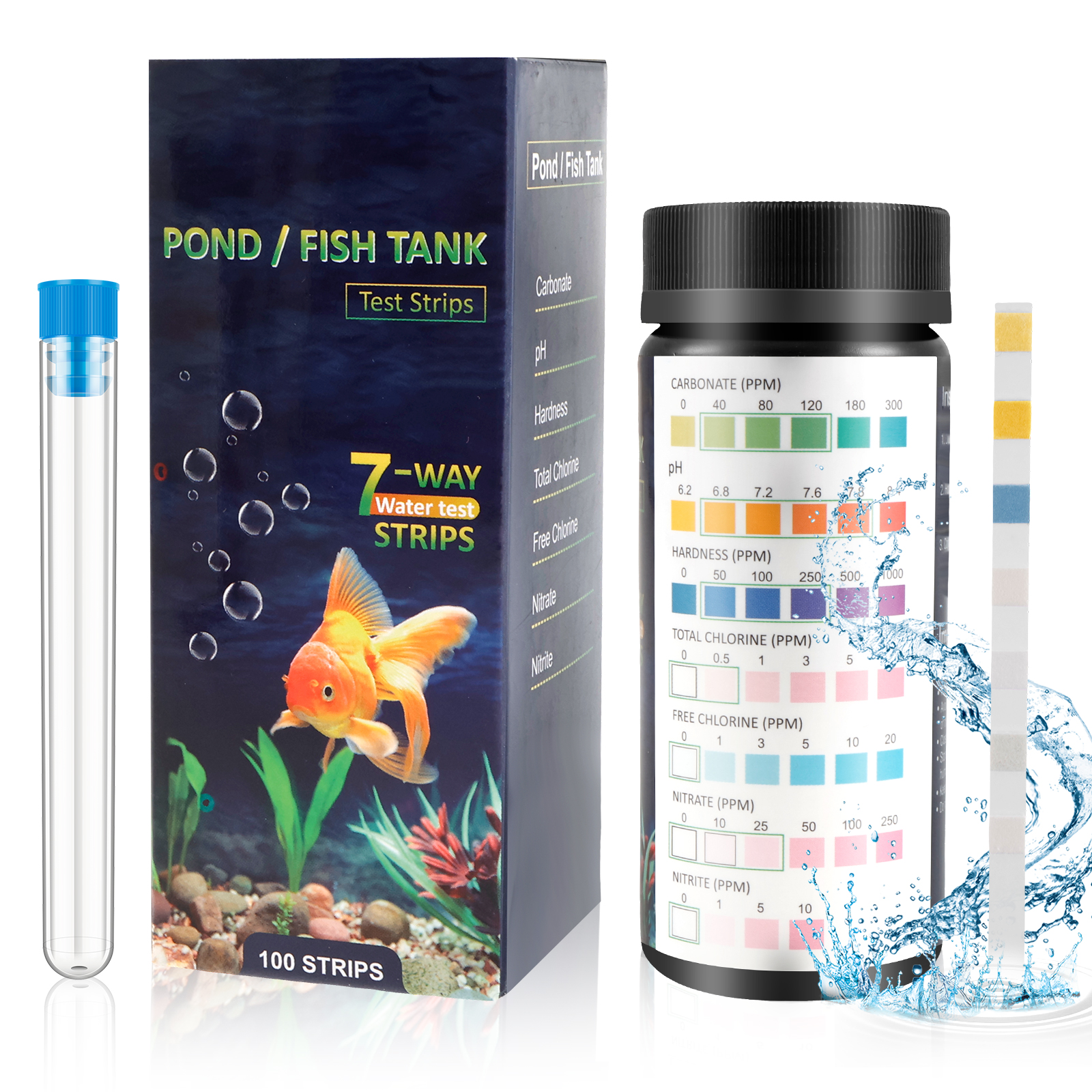 100Pcs 7 in 1 Aquarium Test St - Water Testing Kit reseña y precio