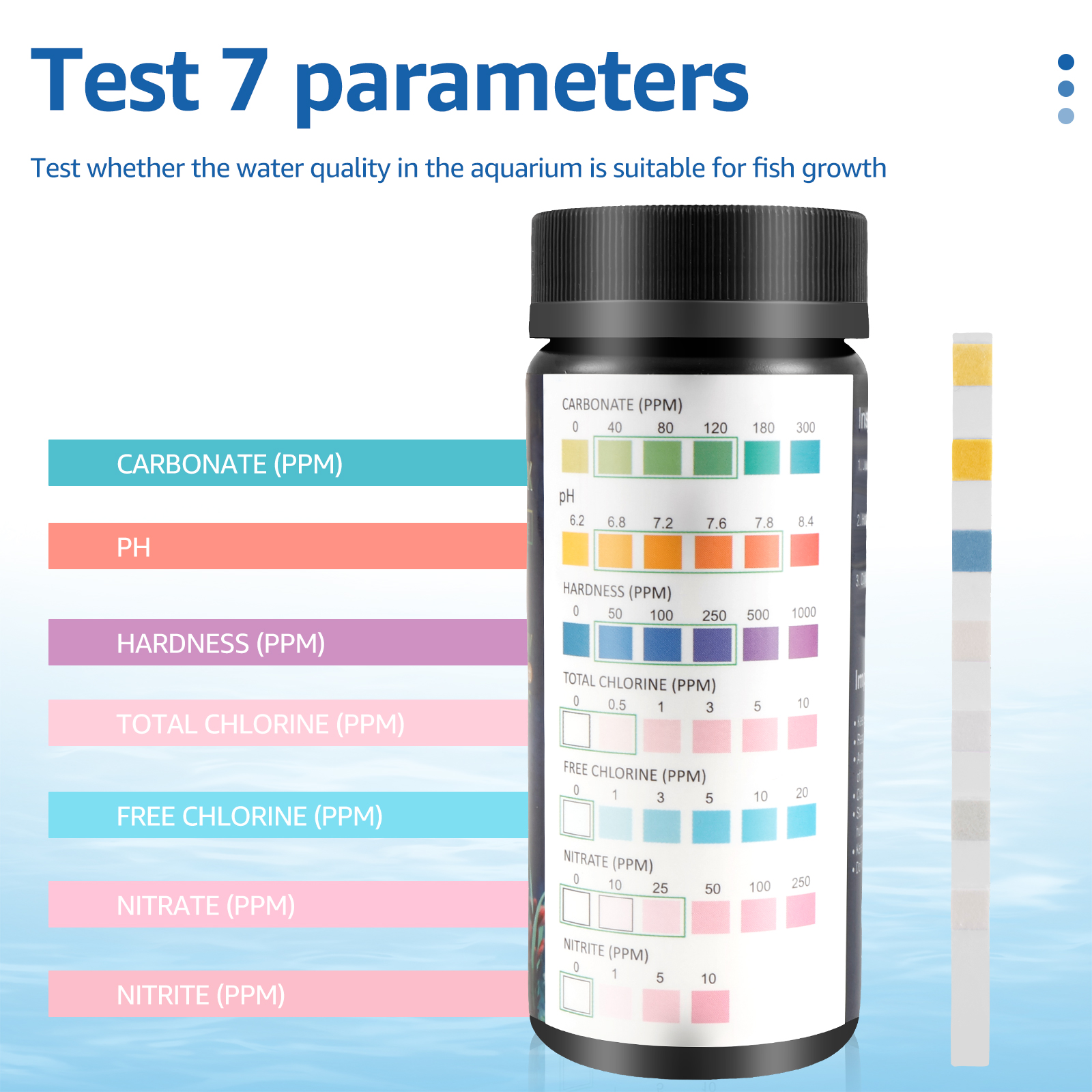 100Pcs 7 in 1 Aquarium Test St - Water Testing Kit reseña y precio